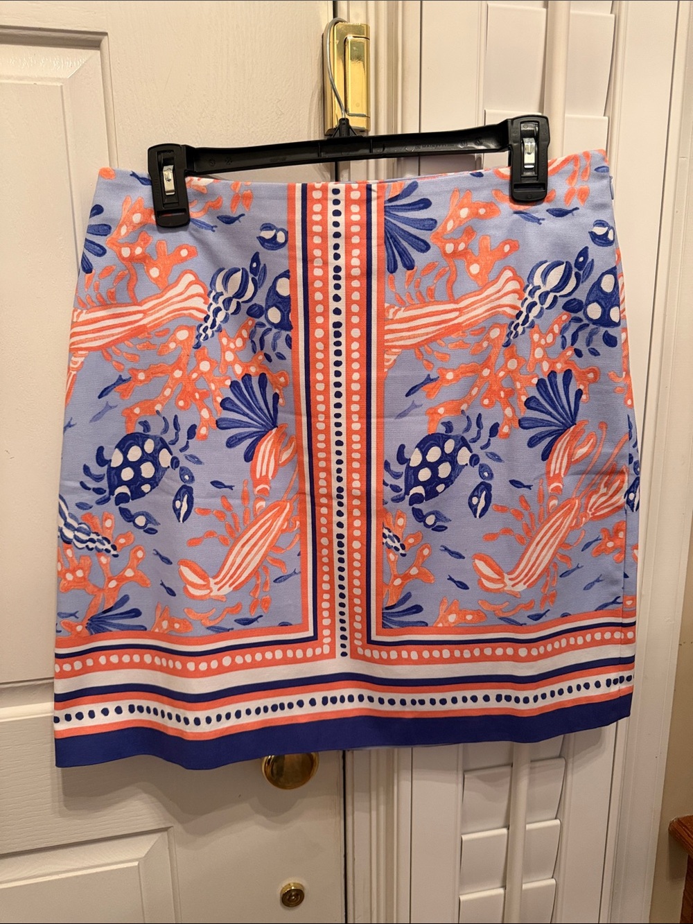 Talbots Blue and Coral Printed Skirt